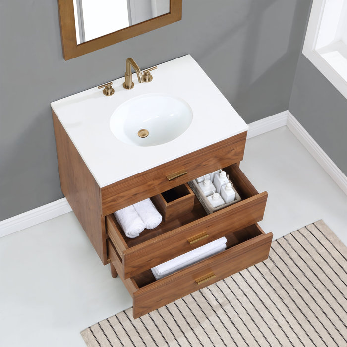 AllModern Dondi 30'' Single Bathroom Vanity with Quartz Top & Reviews ...